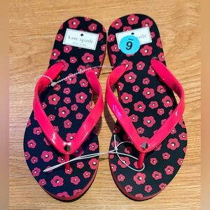Kate Spade Pink Black Floral Spade Thong Sandals Women’s US 6/EU 36.5 New